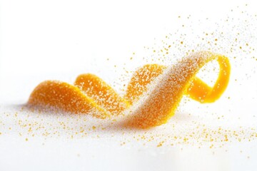 Natural peel and slices of juicy orange in sugar. Concept of health and proper nutrition