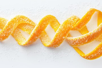 Natural peel and slices of juicy orange in sugar. Concept of health and proper nutrition