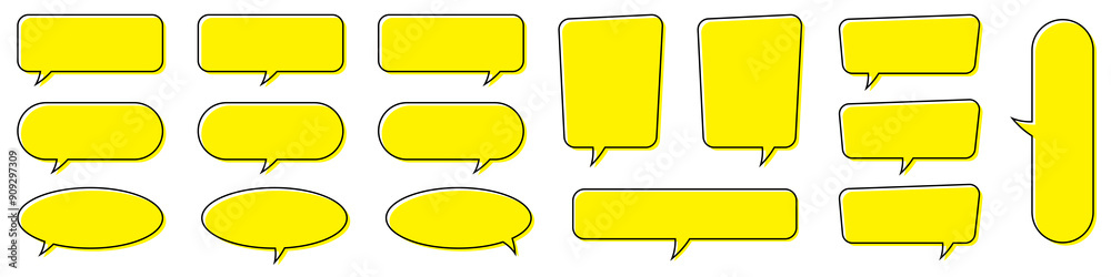 Canvas Prints chat bubble in yellow, quote background, speech bubble, message box set.