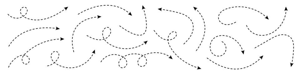 Curved dotted arrow. Zigzag arrow stripes design with dotted lines.