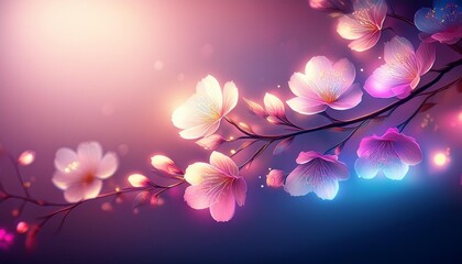 Fototapeta premium Graphic images, cherry blossoms, stylish, simple, beautiful, light, gradient, background images. Generated by AI