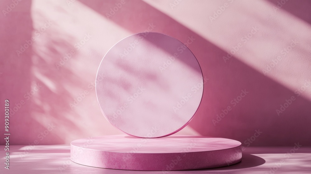 Aufkleber pink abstract podium with shadows, minimal composition. modern product display concept