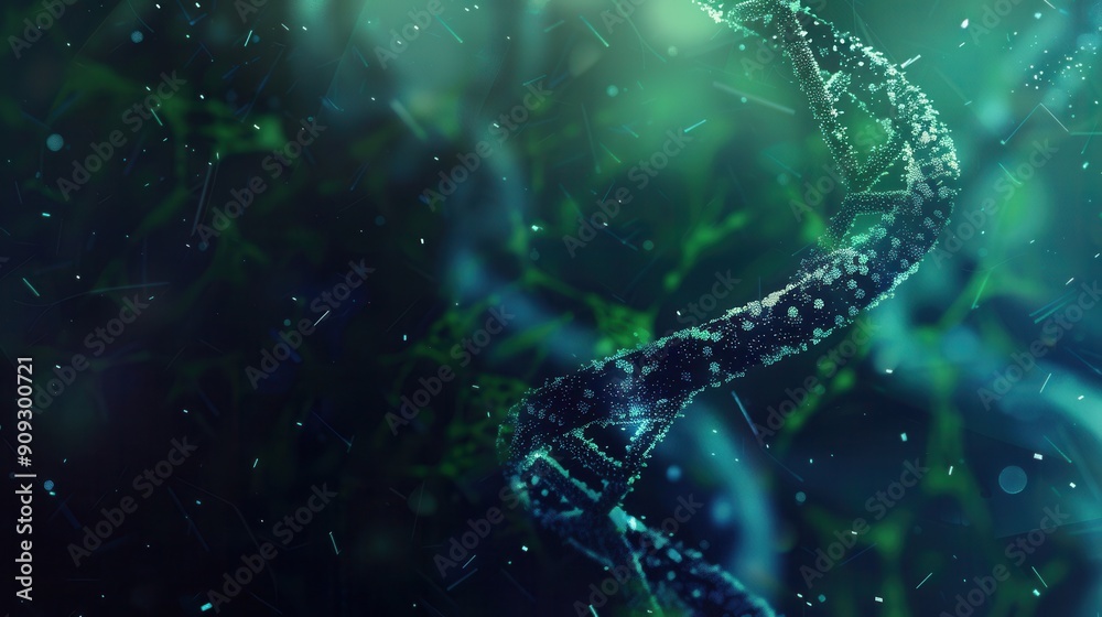 Poster a captivating abstract backdrop showcases a detailed double helix structure of dna, conveying the es