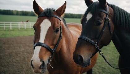 Obraz premium In the heart of the wilderness, this noble horse stands tall, its gaze reflecting a spirit untamed, surrounded by a serene landscape that whispers tales of freedom and adventure