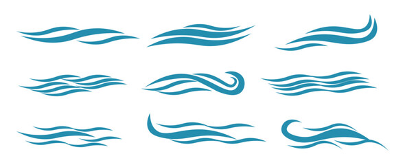 set of water waves vector illustration