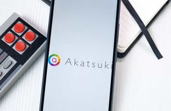 New York, USA - 1 August 2024: Akatsuki Logo on Phone Screen, Company Icon on Display