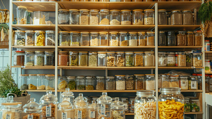 A zero-waste shop sells products in reusable containers.