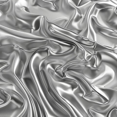 Luxurious soft draped silver satin fabric with smooth texture, elegant and shiny material.	