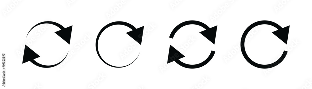 Leinwandbilder Refresh icon set. Arrow rotation circle. Sync repeat and reload arrow icon. Black recycling, recycle icon with two arrows