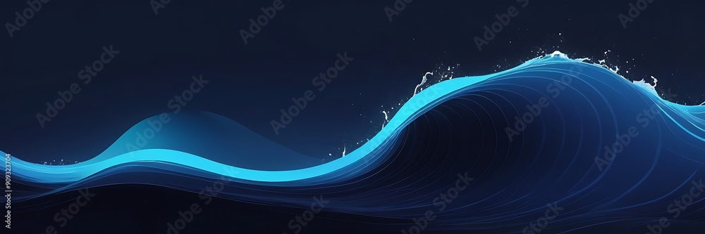 Wall mural blue and white business wave banner background hi-tech and big data background design for brochures,