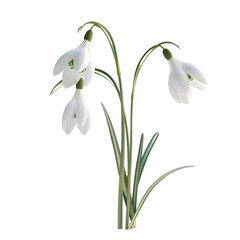 spring snowdrop flowers on white background render 