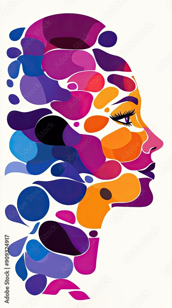 Poster Colorful Abstract Profile with Shapes and Patterns