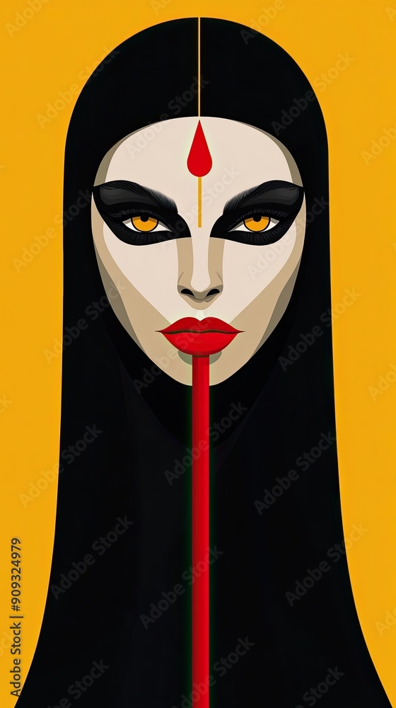 Poster Abstract Portrait of a Woman with Bold Features