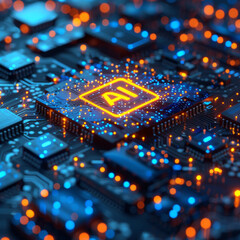 Obraz premium AI Technology Concept on Purple Neon Circuit Board