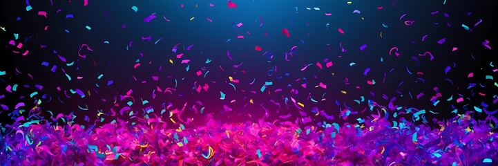 Colorful confetti falling on a holiday on a purple background. 