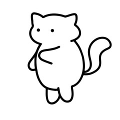 Obraz premium Cute Cat Standing Line Art Vector | Minimalist Design
