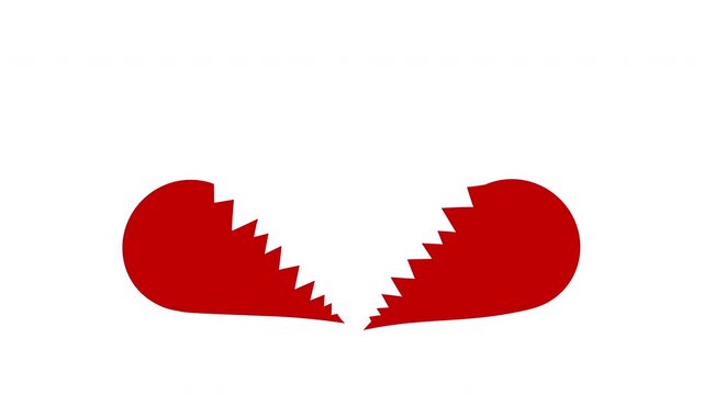 Animated red broken heart icon Animation. Broking Heart Gif Concept for valentine's day and mother's day. Love and feelings. loop animation isolated on alpha channel, isolated on white background.