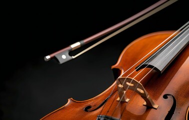 Close-Up of Violin Strings Against a Dark Background