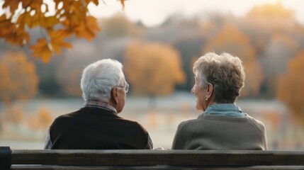 Elderly Couple Enjoying Autumn Afternoon in the Park