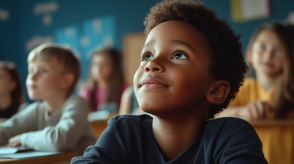 Obraz premium kid during lesson in classroom, diversity, back to school