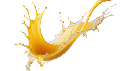 Wave of orange juice coming out sideways and splashing 3d on white or transparent  background.Graphic resources for citrus and juice promotion banner