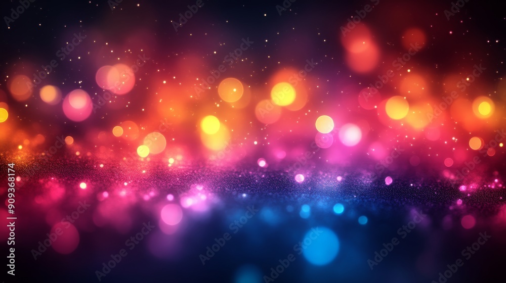 Poster colorful bokeh background with glowing lights