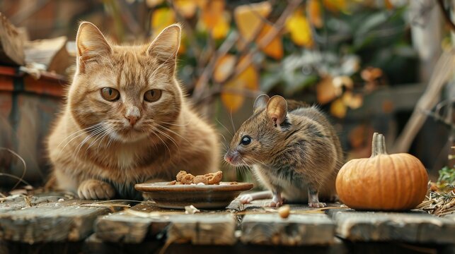 Harmonious Foes Sharing a Meal