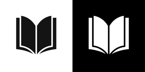 Book open icon flat line symbol set.