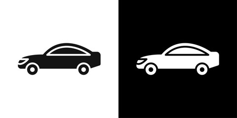 Car side view icon flat line symbol set.