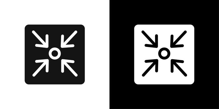 Compress icon flat line symbol set.