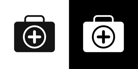 Doctor bag icon flat line symbol set.