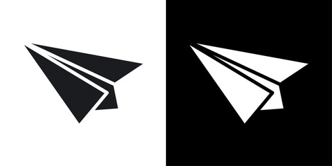 Paper plane icon flat line symbol set.