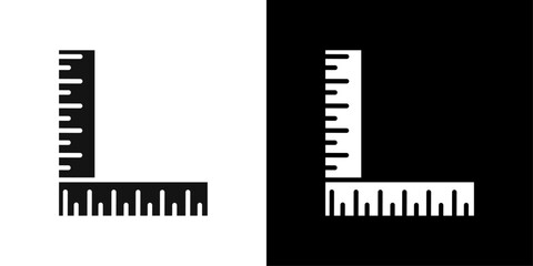 Ruler combined icon flat line symbol set.
