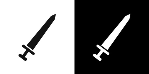 Sword icon flat line symbol set.