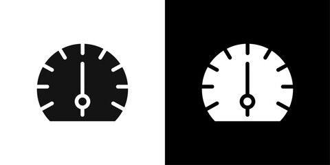 Tachometer icon flat line symbol set.