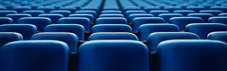 Fototapeta premium Outdoor Stadium with Blue Seats in Neat Rows