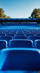 Naklejka premium Outdoor Stadium with Blue Seats in Neat Rows