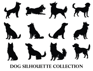 Versatile Dog Silhouettes in Black and White