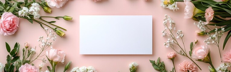 Obraz premium Pastel Wedding Invitation Template with Flowers