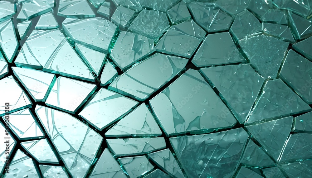 Wall mural green shattered glass texture background