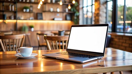 Fototapeta premium Pantalla de computadora en blanco: Concepto de trabajo remoto corporativo
