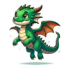 Fototapeta premium green dragon cartoon. Generative ai