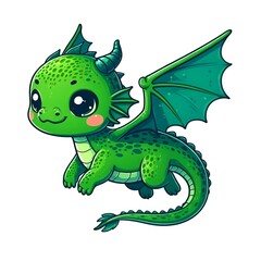 Obraz premium green dragon cartoon. Generative ai