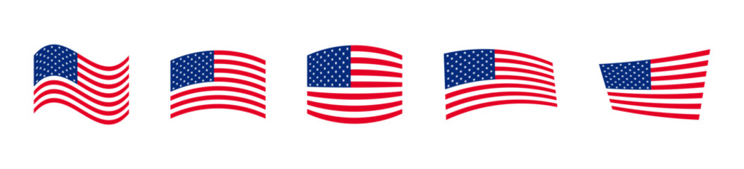 USA national flag vector set. American country symbol collection.