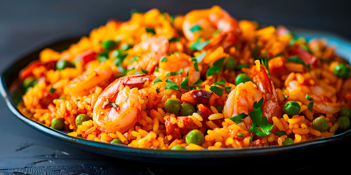 paella o arroz con mariscos 