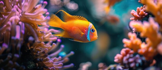 Orange and Blue Fish in a Coral Reef