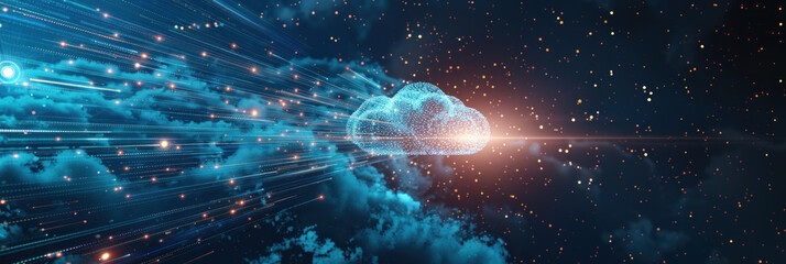 Digital technology and global business network interface with data processing and cloud computing features