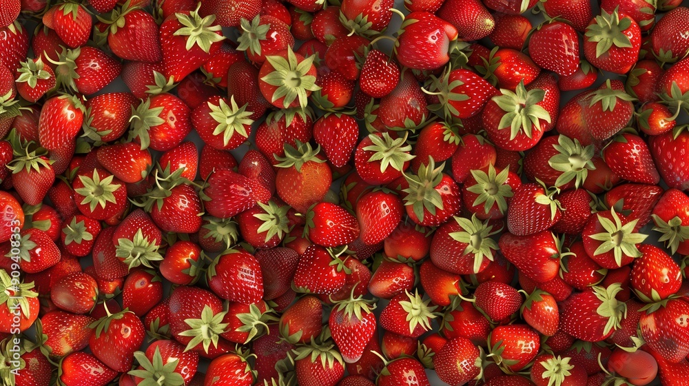 Wall mural seamless repetitive pattern background of strawberry fruit