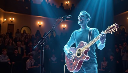 Obraz premium Digital Guitarist Performing on Stage.