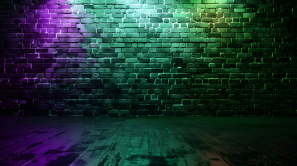 Green and purple abstract brick wall 